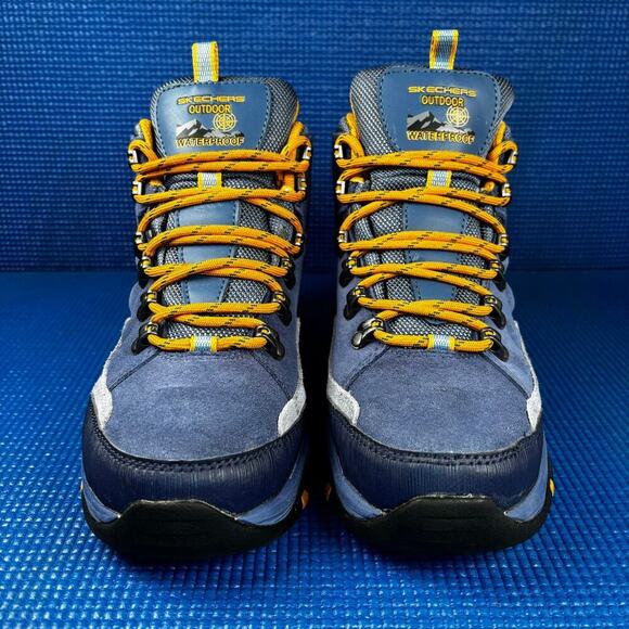 🔴 SKECHERS RELAXED FIT TREGO Women`s Size 5 Blue Yellow Hiking Boots 158258 - Picture 2 of 8